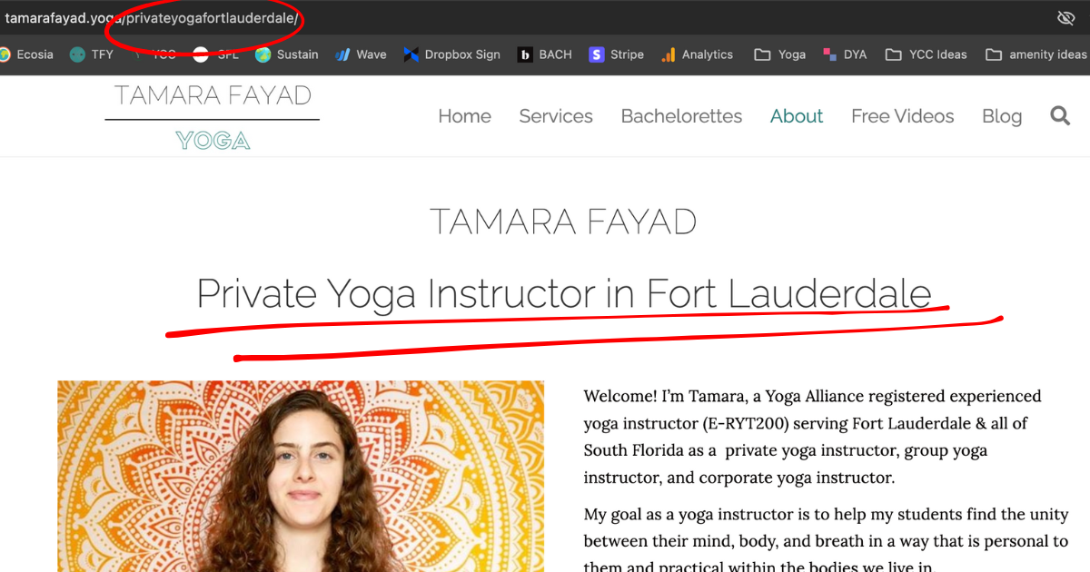 Yoga Teacher SEO Tips Example